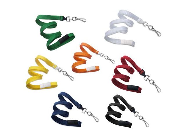 Flat yellow lanyards - release and plastic clip (100 Pcs)