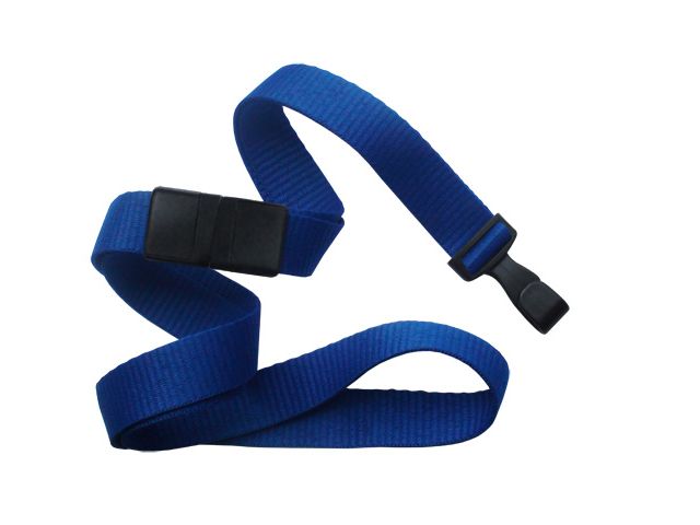 Flat blue royal wavy lanyard with hook and clip (100 Pcs)