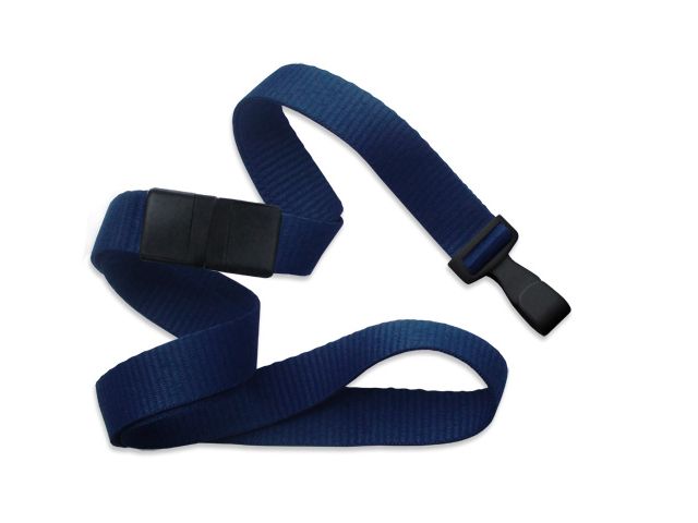 Flat blue navy wavy lanyard with hook and clip (100 Pcs)