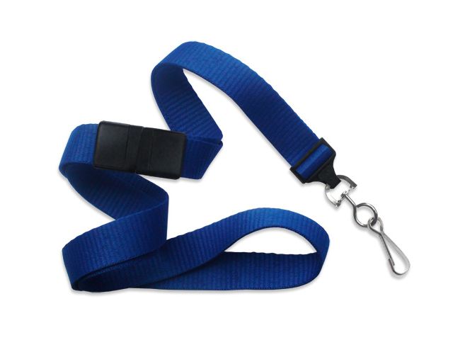Flat blue royal wavy lanyard with hook