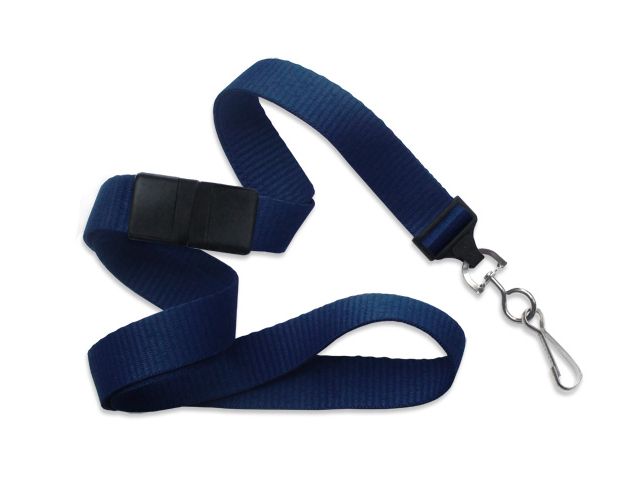 Flat blue navy wavy lanyard with hook (100 Pcs)