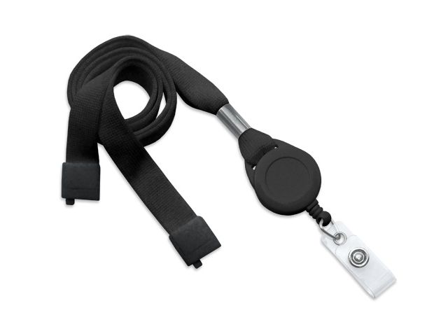 Flat black lanyards 16mm with reel